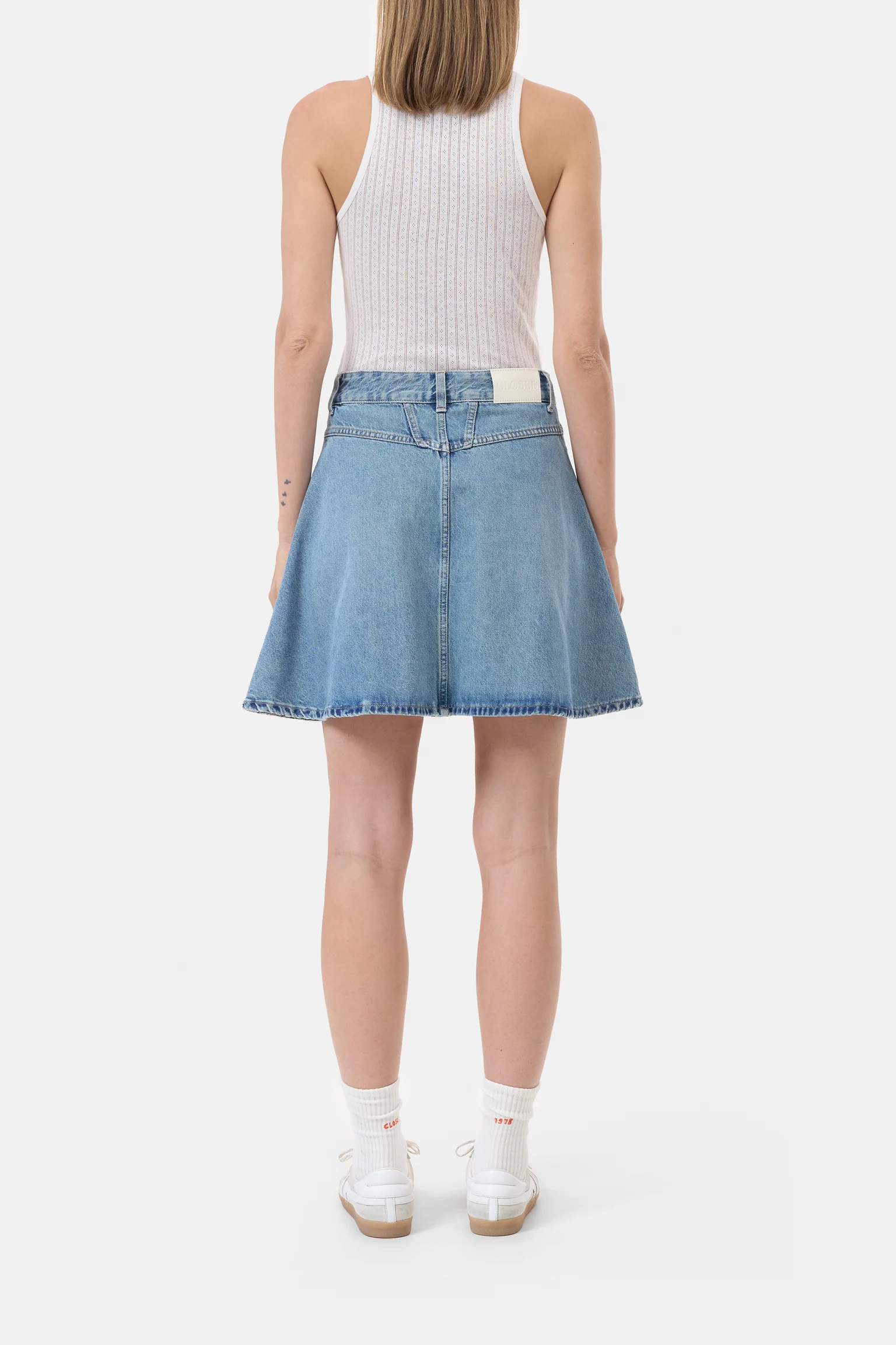 Volant Mini Skirt - Mid Blue — view 4