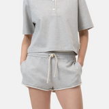 Cropped Rugby Shirt - Light Grey Melange