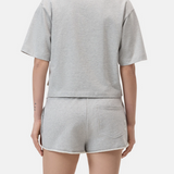 Cropped Rugby Shirt - Light Grey Melange