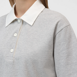 Cropped Rugby Shirt - Light Grey Melange