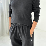 Pointelle Fundamental Tee - Charcoal