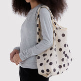 Standard Baggu - Cream and Black Polka Dot, folded