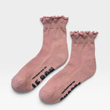 Ruffled Hugger Crew Socks - Vintage Pink / Red