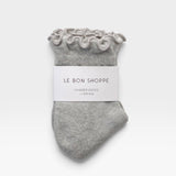 Ruffled Hugger Crew Socks - Ht. Grey / Red