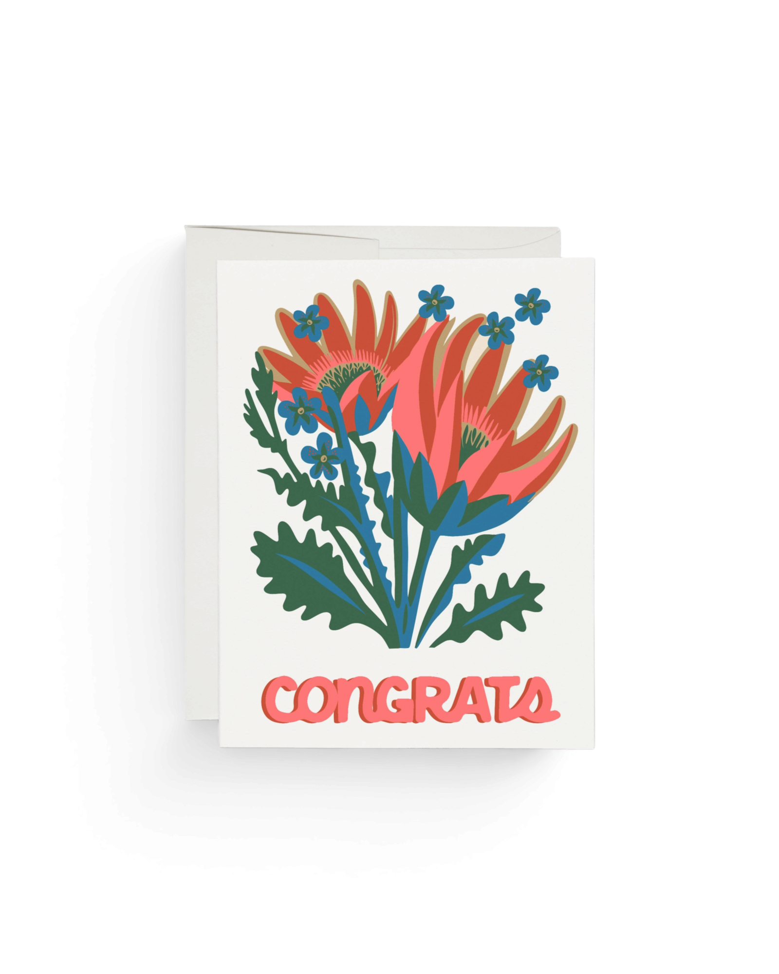 JONES + CO Utah Flower greeting card with floral illustration and Congrats text on recycled heavyweight cardstock