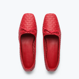 Jada Woven Leather Flats - Crimson