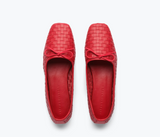 Jada Woven Leather Flats - Crimson