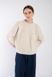 Hand Knit Bevel Sweater - Cream