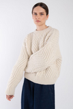 Hand Knit Bevel Sweater - Cream