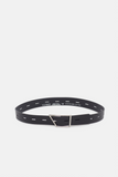 Italian Leather Belt with Cut-Outs - Black