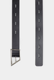 Italian Leather Belt with Cut-Outs - Black