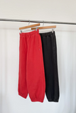 French Terry Balloon Pants - Coral Red