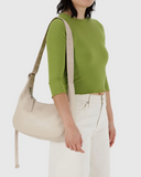 Medium Recycled Leather Crescent Bag - Stone