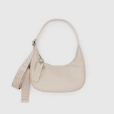 Small Recycled Leather Crescent Bag - Stone
