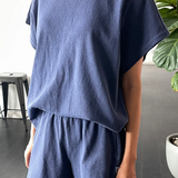 Jeanne Cotton Tee - Marine Navy