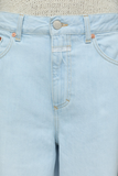 Close up zipper view of Lyna Jeans - Light Blue