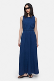 Linen Mix Maxi Dress - Dark Blue