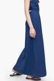 Side view of Linen Mix Maxi Dress - Dark Blue