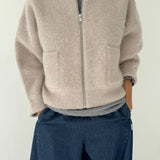 Alpaca Zip Front Jacket - Smoke