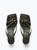 Elaine Heel - Black Nappa with Gold Studs