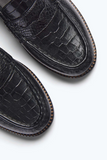 Elba Penny Loafer - Black Embossed Croc