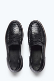 Elba Penny Loafer - Black Embossed Croc