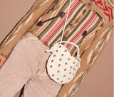 Elis Mini Crescent Bag - Bone Nappa With Gold Studs