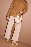 Elis Mini Crescent Bag - Bone Nappa With Gold Studs