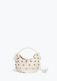 Elis Mini Crescent Bag - Bone Nappa With Gold Studs
