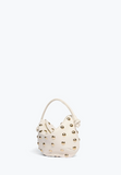 Elis Mini Crescent Bag - Bone Nappa With Gold Studs