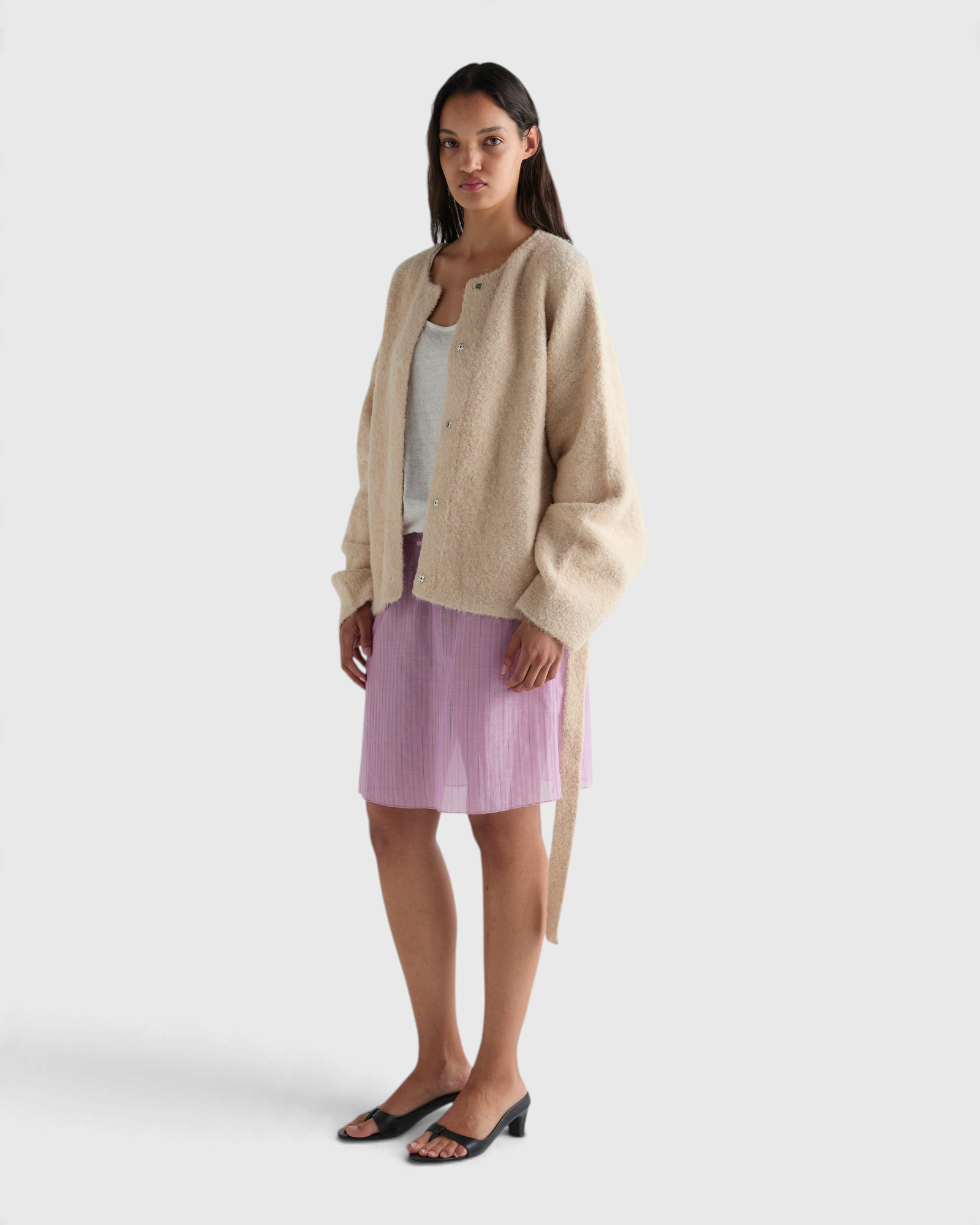 Deiji Studios Pod Knit in Oat — full length front view