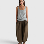 Deiji Studios Balloon Pant in Garden Check — front view, full length