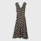 Ciao Lucia Ilona Dress in Jasmine print, flat lay front view, V-neck midi dress