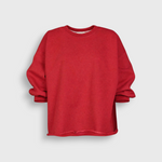 JONES + CO Rachel Comey Fond cherry red crewneck sweatshirt with drop shoulders and raw edge hemline