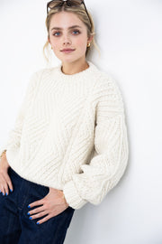 Hand Knit Bevel Sweater - Cream