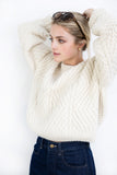 Hand Knit Bevel Sweater - Cream