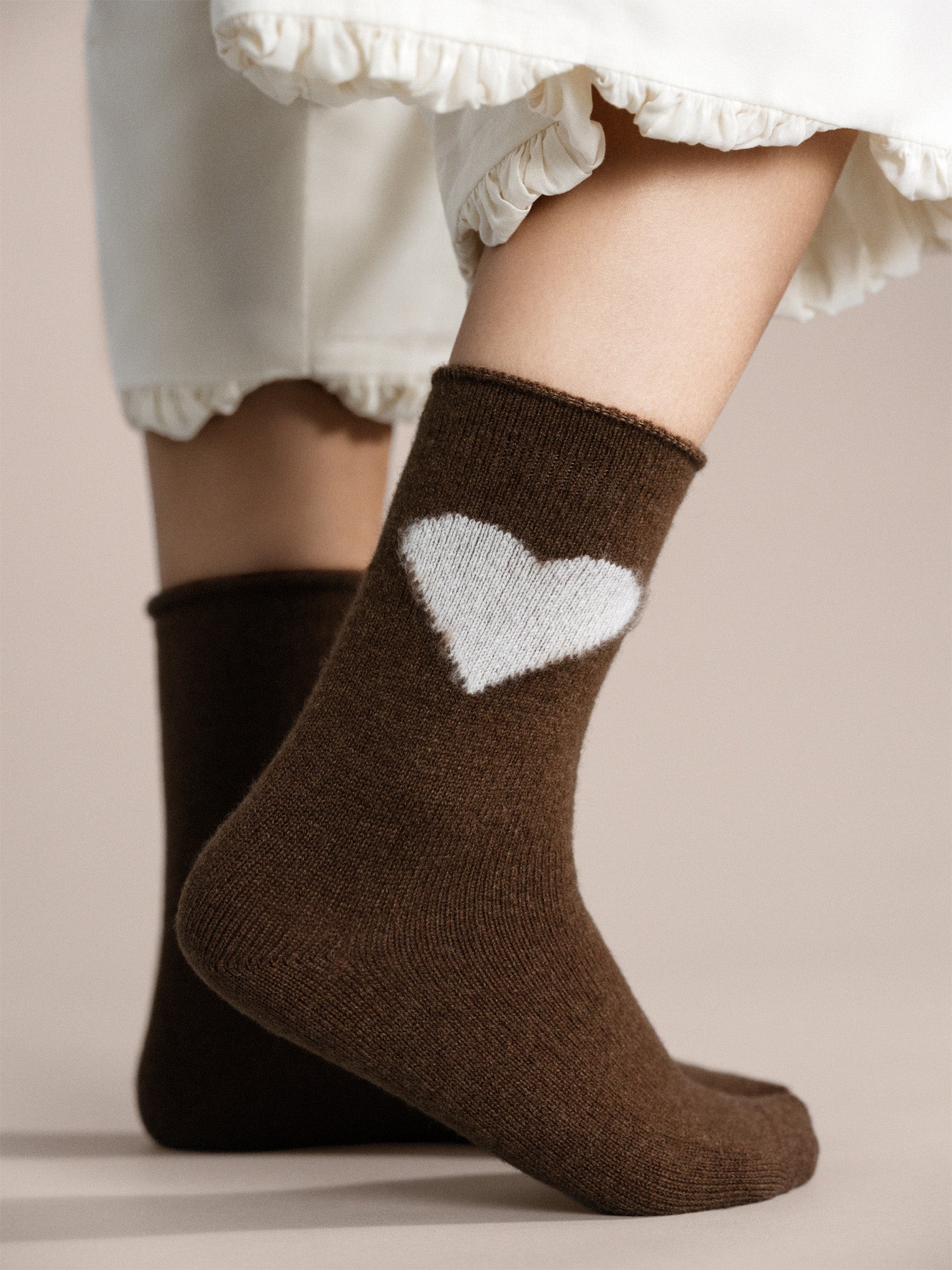 Hansel from Basel Love Cashmere Crew Socks - Brown