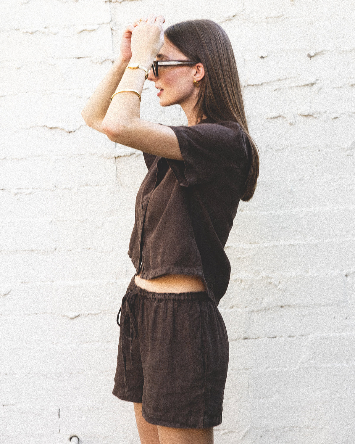 Ida Linen Short - Chestnut — view 2