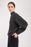 Ines Sweater - Charcoal zoomed in side view 