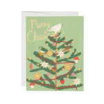 JONES + CO  red cap cards Christmas Spice Tree greeting card featuring a festive tree illustration by Kate Pugsley on recycled paper