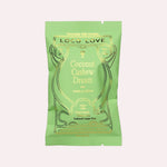JONES + CO Loco Love Coconut and Cashew with Vanilla Bean dark chocolate bar in a light green wrapper