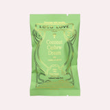 JONES + CO Loco Love Coconut and Cashew with Vanilla Bean dark chocolate bar in a light green wrapper