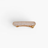 JONES + CO Crystal Pave Bar Barrette in gold with sparkling crystals, featuring a secure French barrette clasp.