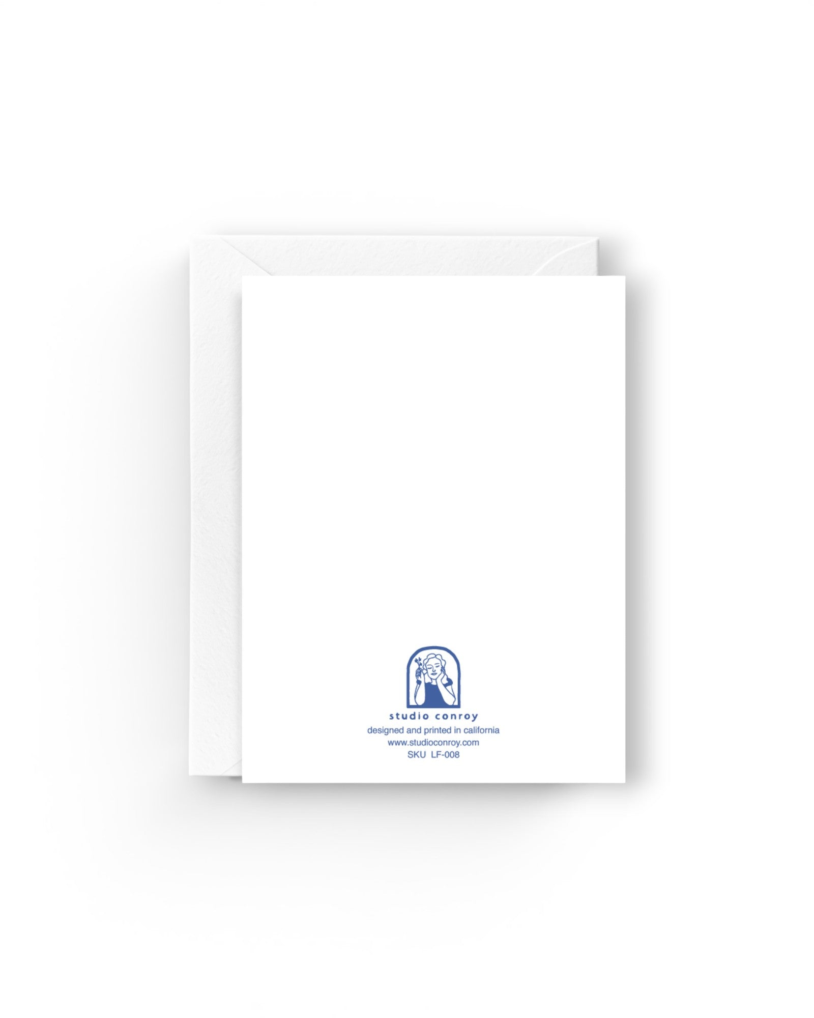 JONES + CO Even Cowgirls A2 greeting card on recycled paper with white envelope, back view showing branding.