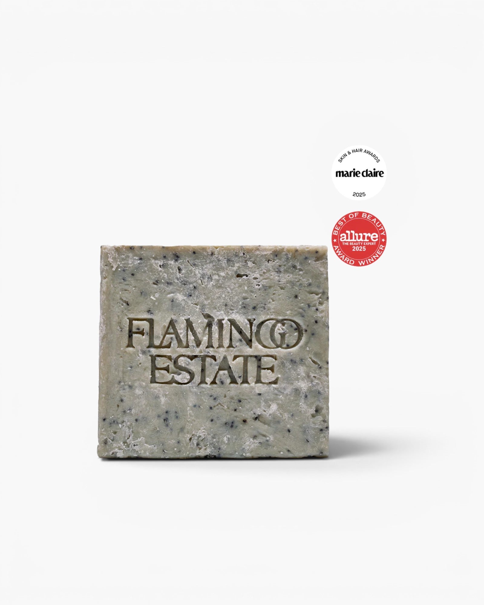 JONES + CO exfoliating peppermint soap brick with French blue clay and sea salt for energizing skin care.