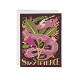 JONES + CO Fierce Snake greeting card featuring Melissa Castrillon illustration on recycled paper with Stay Fierce text