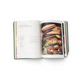 Open pages of the JONES + CO Fridays From the Garden cookbook featuring a recipe for zucchini corn cakes.