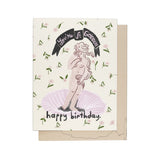 JONES + CO Goddess birthday card featuring a Botticelli-inspired Venus illustration on a floral cream background.