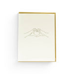 JONES + CO lark press Hands Making Heart letterpress greeting card on cream cotton paper with gold envelope