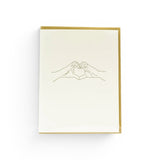 JONES + CO lark press Hands Making Heart letterpress greeting card on cream cotton paper with gold envelope